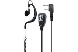TECHSIDE Mikrofonowy zestaw słuchawkowy 2-pinowe kable spiralne Kenwood | Radia dwukierunkowe | Kompatybilny zegarek bezpieczeństwa TI-F8 + Midland G10 G11V CT890 BaoFeng UV-82 UV5RA SoftAir