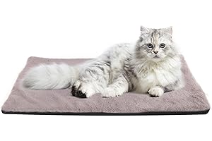 WDMIYA Cats Bed Self Heating Pad Pet Heated Blanket, Fluffy Self Warming Cat Puppy Mat without Electricity, Washable Thermal Cat Mat Dog Blanket for Indoor, Car (45cm X 60cm, Grey)