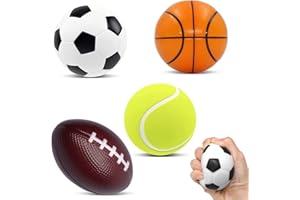 Steemjoey Lot de 4 balles Anti-Stress de Sport Fidget Toy Fidget Sensory Anxiété Soulagement du Stress Jouet pour Enfants Adultes, balles compressibles idée Cadeau de fête - Football, Tennis, Rugby