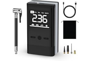 Smiling Shark Aire Bomba, AP-01 Compresor Aire Portatil Electric 12V 150PSI 8000mAh Con Pantalla LED Digital & Disipación de Calor Inteligente y Parada Automática Para Coche Bici Moto Pelota Scooters