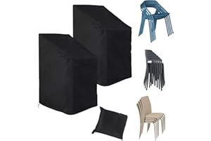 Timisea 2 PCS Garden Chair Cover, Patio Stacking Chair Covers, 210D Oxford Fabric Windproof,Windproof, Anti-UV, Duty Rip Proof Patio Chair Covers Outdoor Chair Protector (75x75x120cm)