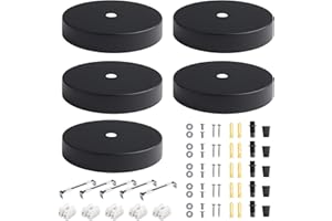 Swavitie 5 Pezzi Rosone Lampadario Soffitto Nero Rosone Cilindrico in Metallo Rosone Lampada a Sospensione Lampada da Parete Rosone Baldacchino Lampadario per Cucina Soggiorno Corridoio - Nero Opaco