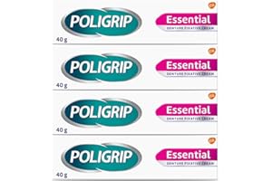 GSK Poligrip Essential Denture Fixative Cream (4 x 40g) Secure Hold, Flavour Free