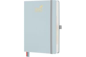 BEZEND Agenda 2026 Giornaliera A5, 1 Pagina 1 Giorno da Gen a Dic 2026, Daily Planner 21 x 15,5 cm con 2 Colonne, Portapenne, Copertina Rigida in Pelle PU, Grigio-blu