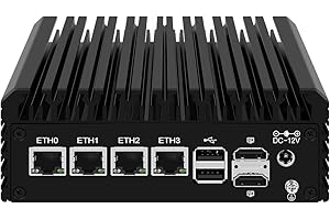 HUNSN Micro Firewall Appliance, Mini PC, VPN, Router PC, Intel Alder Lake-N 12th Gen N100, RJ42, 4 x 2.5GbE I226-V, 2 x HDMI, DP, TF, Type-C, Barebone, NO RAM, NO Storage, NO System