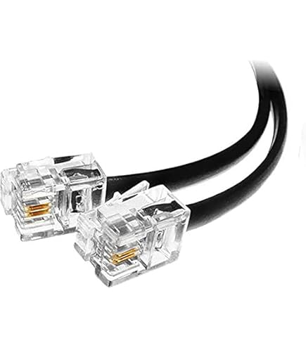 Telephone line cord Cable RJ11 150CM 2 pin Compatible with Router And Home  Telephone - Black: Buy Online at Best Price in Egypt - Souq is now Amazon.eg