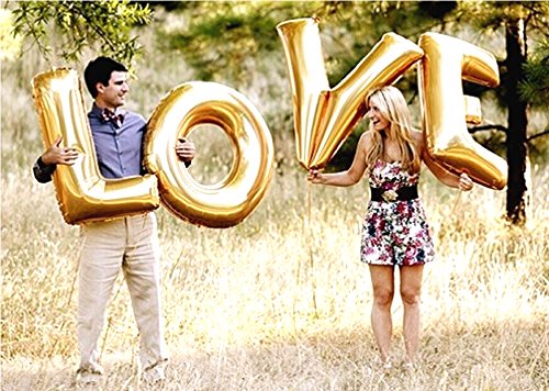 Love Letter - 40 Inch/100cm Foil Wedding Balloons Gold Letters by Wedding Touches