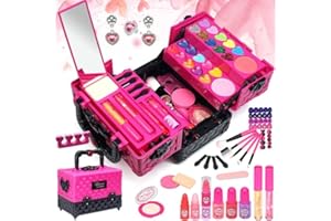 EVACOK Kinderschminke Set Mädchen Kinder Make Up Set - 59PCS Kinder Schminkkoffer Mädchen Spielzeug,Kinder Schminkset Mädchen,Halloween Weihnachts Geburtstags Geschenke für Mädchen 4 5 6 7 8 9 10-12 Jahre