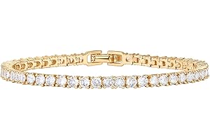 PAVOI 14K Gold Plated Cubic Zirconia Classic Tennis Bracelet | Elegant Bracelets for Women