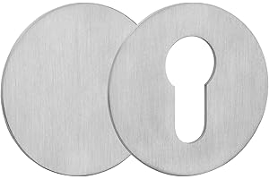 2er Set SOTECH Kleberosetten rund Ø 55 mm (1 x PZ-Rosette / 1 x Blindrosette) Edelstahl Satin mit 3M-VHB-Klebepad ohne Bohren montierbar für Schlösser mit Profilzylinder in Möbel und Türen