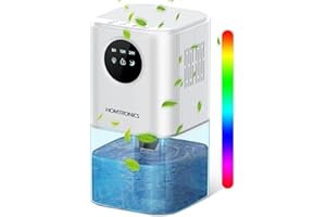 Déshumidificateur Salle de Bain,[Dernière Version] Homtronics Deshumidificateur d air Chambre, Deshumidificateur d air Petit, Minuterie 8/12/24H,1700ml, Portable, Silencieux, pour Maison,Chambre,Moisi