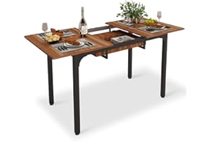 ARTETHYS Dining Table, 110-150cm Extendable Dining Table with Hidden Storage for 4-6 People, Large Kitchen Dinner Table with Metal Legs for Restaurant Home, Brown