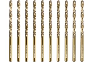 SALI Cobalt Drill Bit Set 10Pcs 4.5mm M35 High Speed Steel Jobber Drill Bit Kit (HSS) Twist Drill Bits for Hardened Metal, Stainless Steel, Cast Iron, Wood and Plastic, with Index Storage Case