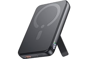 EISSIX Powerbank für Magsafe, 12000mAh Magnetische Power Bank, PD 22.5W USB-A Ausgabe, Kabelloses Tragbares Ladegerät mit Typ-C-Eingang und Ausgang, LED-Anzeige für iPhone 17/16/15/14/13/12/Pro/Pro Max Serie