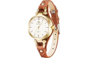 OFFCUP Women's Leather Quartz Watch, Thin Strap Ladies Watches, Analog Quartz Watches with Retro Dial, 3 Hand Quartz Watch, Premium Fashion Wrist Watch for Women Ladies Girls