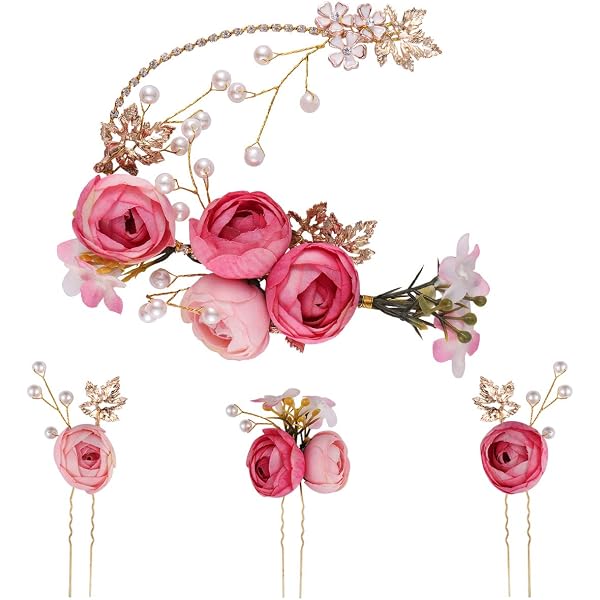 PRETTYLIFE Braut-Kristall-Haarspangen 2 Stück – Elfenbeinfarbene Blumen Mit Strass Für Hochzeit & Partys