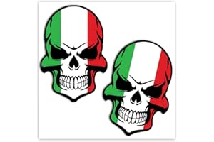 Biomar Labs 2 x PVC Autocollant Voiture Auto Moto Drapeau National italie Italien Crâne Italy Skull Punisher Flag B 130