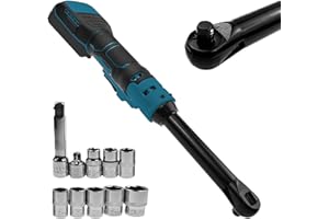 YWNYT 3/8" Extended Cordless Ratchet Wrench for Makita 18V Battery, 16cm Extended Head, 320 RPM, 80N.m Electric Ratchet Wrench Set with LED Light & 8 Sockets