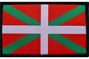 MateyCo Parche con Velcro Pais Vasco,Tejida oficial 8 cm x 5 cm para Mochila, Chaleco, Gorras. Parche para Ropa Militar y Motera (Pais Vasco)