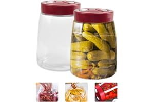 Kleemeiero 2PZS Fermentador Cerveza Tarros Hermeticos Cristal 1,4L con Rueda de Fecha y Válvula de Liberación de Aire Tarros de Vidrio con Tapa Tarro de Fermentación o Decapado Kefir, Kimchi Hidromiel
