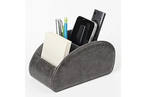 WAYIFON Fernbedienungshalter mit 5 Taschen, Große Halterung für TV, DVD,4K Stick und Bluray Fernbedienungen, Fernbedienung Aufbewahrung für Stifte,L-Grau