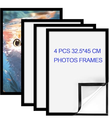 Lot De 10 Cadres Magnétiques A4 Autocollants - Fermeture Magnétique Rabattable - Pour Affiches, Menus, Documents - Argent - 3
