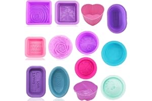 SIMUER 13 Stücke Silikonform Seifenform DIY Herstellungsverfahren Quadrat Runde Oval für Kuchen Muffin Backen