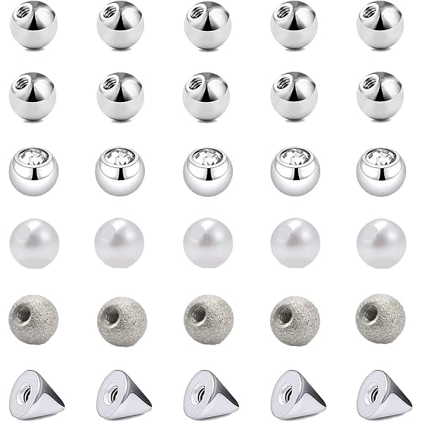 Pearl Piercing Replacement Balls - Thread Screw Or Clamp Ball In White, Pink, Blue