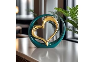 JXCBXJ Heart ceramic statue,Home Decoration Art Statue,Modern Abstract Art Ceramic Statue,for Dining Room Living Room Office Tv Stand Centerpiece (Green Gold)