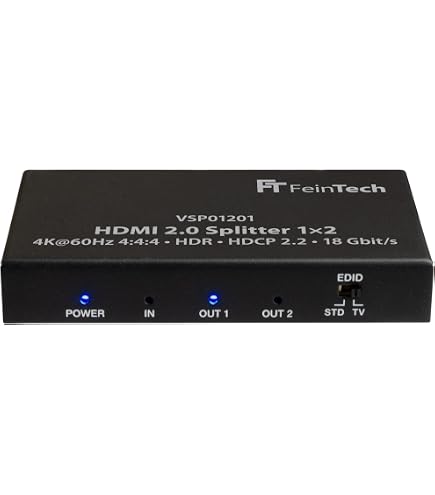 FeinTech VMS04201 HDMI Matrix Switch 4x2 mit Audio Extractor 4 in