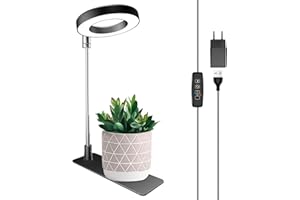 ‎WIAXULAY Wiaxulay Pflanzenlampe Led Vollspektrum, 48 LEDs Vollspektrum-Pflanzenlicht für Zimmerpflanzen, höhenverstellbare Wachstumslampe mit Sockel, 3 optionale Spektren, Auto Timer 3/9/12Hrs, 10 Helligkeiten