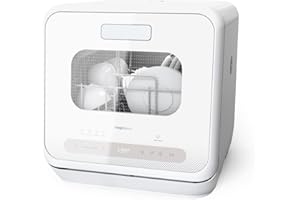magicplux Mini Lave-vaisselle de Table, Lave-vaisselle avec 6+1 Programmes, Départ Différé, Fenêtre de Visualisation, pour la Maison et Bureau, 4 Couverts, avec Raccordement à l'eau, Blanc