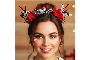 Unicra bandeau de noël bois bandeau élan cerf cornes d'animaux chapeaux pièce de cheveux Halloween accessoires de cheveux (10)