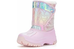 FUNCOO PLUS Kids Winter Wellies, Girls Boys Snow Boots, Warm Fleece Rain Boots Children Snow Boots Wellington Boots Size 8-2 UK Child