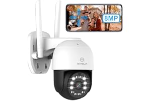 ANTELA Zewnętrzna kamera WiFi 8MP, kolorowa kamera nocna/IR/Smart 50m z projektorem, wykrywanie ruchu, 360°PTZ z rejestracją 24/7, IP65, 2,4 GHz