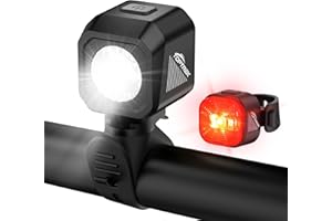 toptrek Zestaw oświetlenia rowerowego, ładowany przez USB, dopuszczony do ruchu drogowego (obowiązują przepisy lokalne), zestaw świateł rowerowych LED, wodoszczelność IPX5, zestaw świateł przednich i