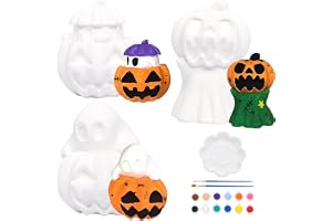 3 stycken halloween pumpa, halloween målarleksaker, konstgjorda pumpor av gips, vita gipspumpor kan målas själv för barn hall