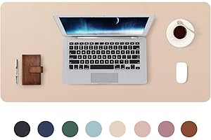 DOBAOJIA Sous-Main Bureau, Tapis de Bureau, Tapis de Clavier et Souris, Tapis de Portable, Pad Écriture, Mouse Pad, pour Bureau/Maison/Gaming, PU Étanche + Suède Antidérapant 70 x 35cm (Beige)