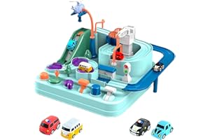 KIDOLOOP Kids Car Adventure Toy Stunt Track Toy With 4 Cars Educational Learning Fun Track Toy For Children Interactive Racing Car Toy For Toddlers Gift for Boys & Girls