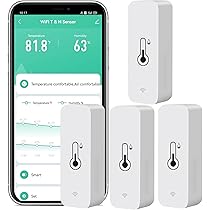WiFi-vochtigheidstemperatuurmonitor: slimme hygrometerthermometer voor externe monitor, hoge precisie binnenthermometer voor TUYA-app, geen hub vereist (4 stuks wifi