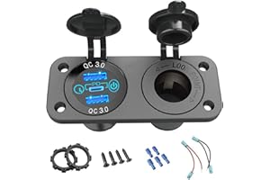 MEIJEEGU Meipire QC 3.0 Presa USB Pannello Veicolo 12V / 24V Caricabatteria Auto Presa Incorporata Accendisigari Impermeabile Presa USB per Moto Barca Camion Caravan ATV (Touch Switch)