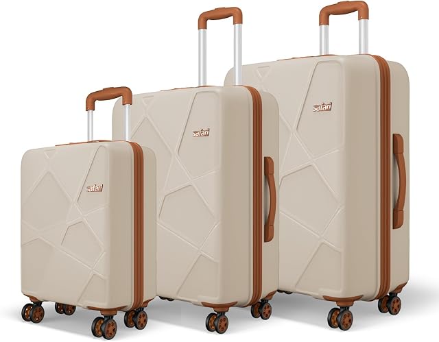 Safari Pentagon Pro 8 Wheels Set of 3, (Cabin + Medium + Large) Trolley Bag, Hard Case Polypropylene, 360º Whe