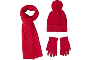 Yolispa Womens Scarf Gloves Hat Set, 3PCS Solid Color Soft Fabric Warm Winter Set for Cold Weather