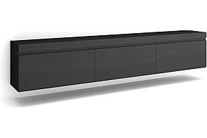 Skraut Home | Mobile TV Soggiorno | Ampio spazio a disposizione | 240x45x35 cm | Sospeso, da appendere | Stile moderno | Nero