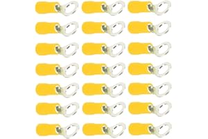 Mintice 100 X Amarillo Cobre Anillo a Tope Aislado Conectores Terminales Calibre 10-12 AWG Rizar Alambre Cable Eléctrico Engarzado Crimpadora Inalámbrico Impermeable M8