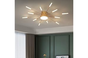 MINIFAIR Nowoczesna lampa sufitowa LED 12 + 1 głowice Półwpuszczana lampa sufitowa Złoty żyrandol Oświetlenie sufitowe do sypialni Salon Kuchnia Jadalnia Restauracja