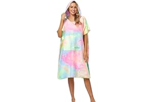 FLYILY Toalla de Microfibra para Poncho de Surf con Capucha Bata de Baño para Nadar y Cambiarse en La Playa Talla única Todos los Adultos