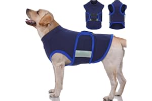 IECOii Dog Anxiety Relief Coat Vest,Elastic Dog Jacket Wrap for Thunderstorm,Travel,Fireworks,Vet Visit,Adjustable Dogs Anxiety Jacket Calming Shirt,Lightweight Stretchy Calming Vest T-Shirts,Blue,L
