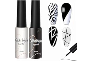 FANJUANLAN 2pcs Esmaltes semipermanentes pintauñas gel, 8ml profesionales pintauñas gel para uñas de blanco y negro para painting liner para rayas detalles dibujos diseño de uñas