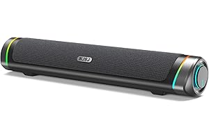 NJSJ Computer Lautsprecher, Stereo 2.0 PC Soundbar, USB-betriebene Gaming Lautsprecher mit 3,5 mm Eingang, Hi-Fi Stereo Sound, Boxen mit bunten RGB-Leuchten, für Desktop, Laptop, Smartphone, MAC